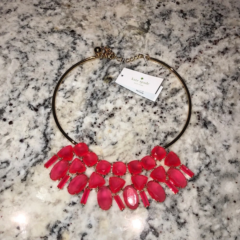 Kate Spade Vegas Jewels Cabaret Pink Statement Necklace NWT